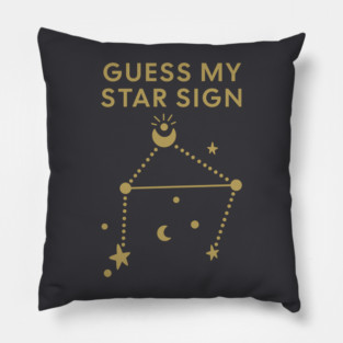 Guess My Star Sign – Libra Zodiac, Astrology Constellation - Antique Gold Print Pillow