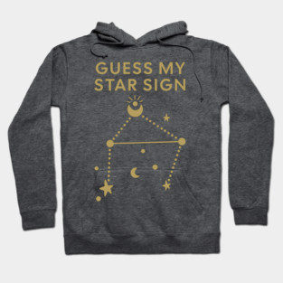 Guess My Star Sign – Libra Zodiac, Astrology Constellation - Antique Gold Print Hoodie