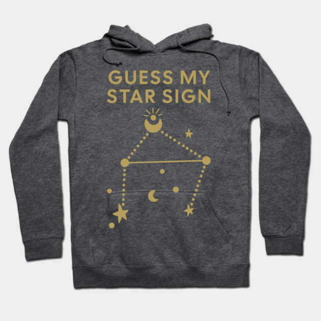 Guess My Star Sign – Libra Zodiac, Astrology Constellation - Antique Gold Print Hoodie by Designed By Marty