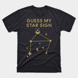 Guess My Star Sign – Libra Zodiac, Astrology Constellation - Antique Gold Print T-Shirt