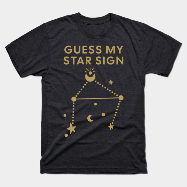 Guess My Star Sign – Libra Zodiac, Astrology Constellation - Antique Gold Print T-Shirt by Designed By Marty