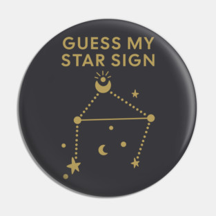 Guess My Star Sign – Libra Zodiac, Astrology Constellation - Antique Gold Print Pin