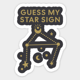 Guess My Star Sign – Libra Zodiac, Astrology Constellation - Antique Gold Print Sticker