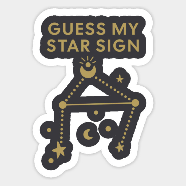 Guess My Star Sign – Libra Zodiac, Astrology Constellation - Antique Gold Print Sticker by Designed By Marty