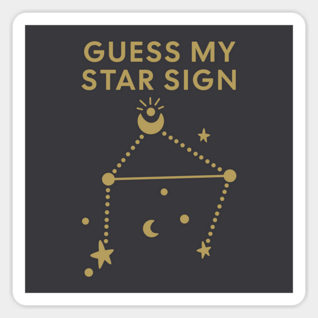Guess My Star Sign – Libra Zodiac, Astrology Constellation - Antique Gold Print Magnet by Designed By Marty