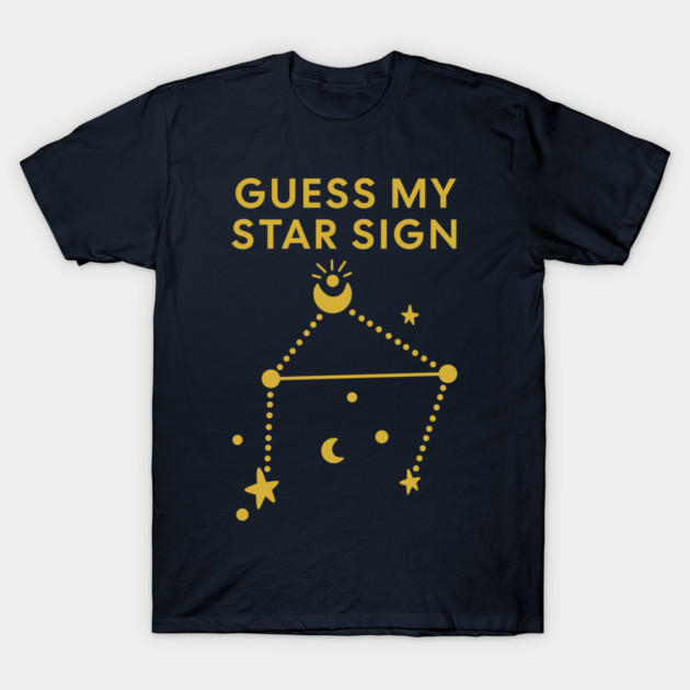 Guess My Star Sign – Libra Zodiac, Astrology Constellation - Classic Gold Print T-Shirt by Designed By Marty