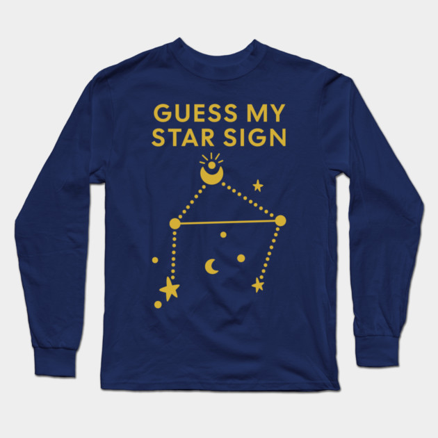 Guess My Star Sign – Libra Zodiac, Astrology Constellation - Classic Gold Print Long Sleeve T-Shirt by Designed By Marty