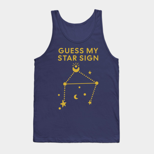 Guess My Star Sign – Libra Zodiac, Astrology Constellation - Classic Gold Print Tank Top by Designed By Marty