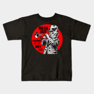 Vintage Jazz Cat Trumpet Kids T-Shirt