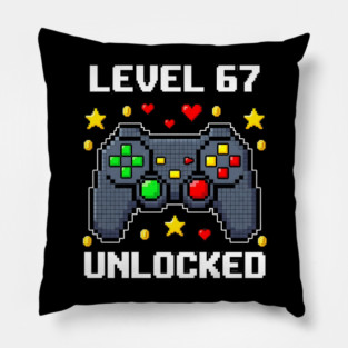 Level 67 Unlocked Pixel Controller Pillow