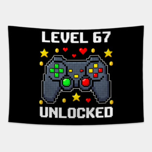 Level 67 Unlocked Pixel Controller Tapestry