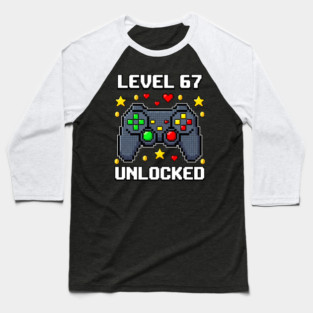 Level 67 Unlocked Pixel Controller Baseball T-Shirt