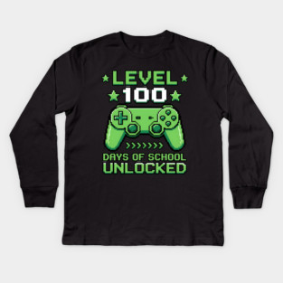 Level 100 Days of School Unlocked Kids Long Sleeve T-Shirt