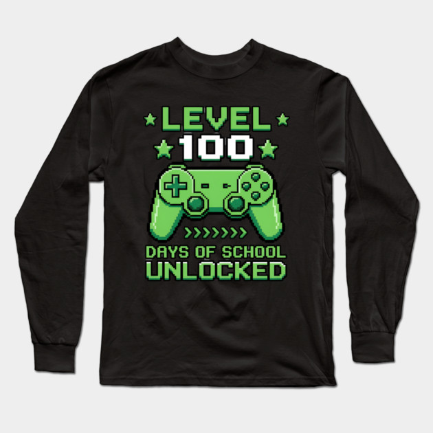 Level 100 Days of School Unlocked Long Sleeve T-Shirt by Creatifly Graphic Tees