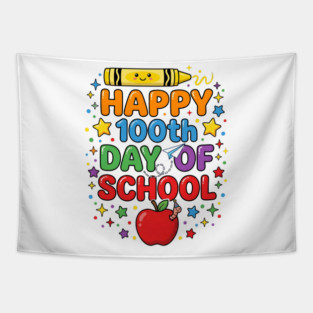 Happy 100th Day of School Celebration Tapestry