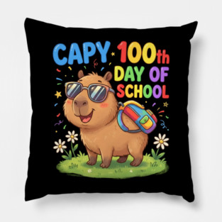 Capybara 100th Day of School Celebration Pillow