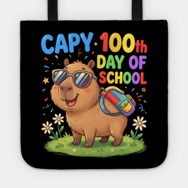 Capybara 100th Day of School Celebration Tote by Creatifly Graphic Tees