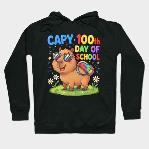Capybara 100th Day of School Celebration Hoodie by Creatifly Graphic Tees