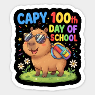 Capybara 100th Day of School Celebration Sticker
