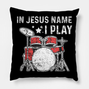 Drums Drummer Drumset Christians Vintage Pillow