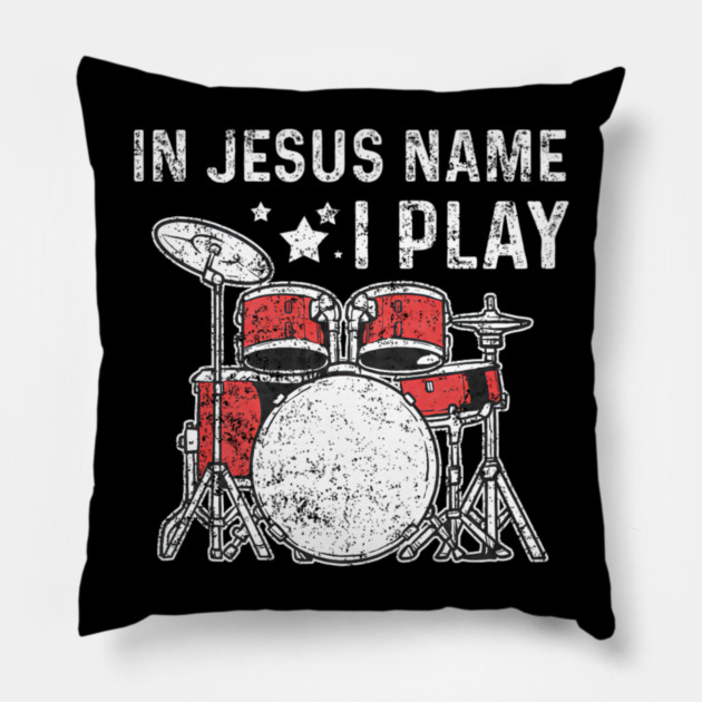 Drums Drummer Drumset Christians Vintage Pillow by yangho