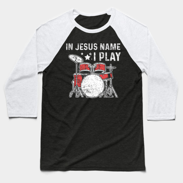 Drums Drummer Drumset Christians Vintage Baseball T-Shirt by yangho
