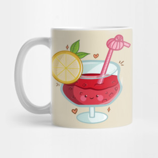 Happy Red Wine - Cute Kawaii Wine Glass Cartoon Mug