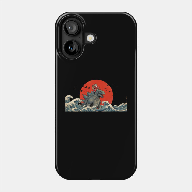 Santa Claus Riding Godzilla Christmas Kaiju Phone Case by ArtistTee ⭐⭐⭐⭐⭐