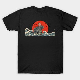 Santa Claus Riding Godzilla Christmas Kaiju T-Shirt