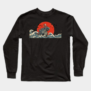 Santa Claus Riding Godzilla Christmas Kaiju Long Sleeve T-Shirt