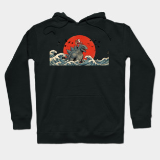 Santa Claus Riding Godzilla Christmas Kaiju Hoodie