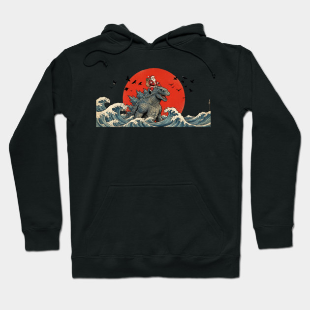 Santa Claus Riding Godzilla Christmas Kaiju Hoodie by ArtistTee ⭐⭐⭐⭐⭐