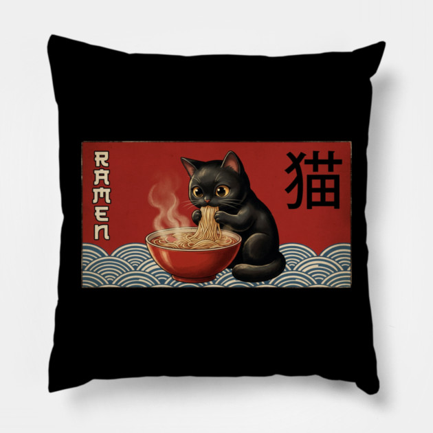 Ramen Cat Japanese Food Lover Pillow by ArtistTee ⭐⭐⭐⭐⭐