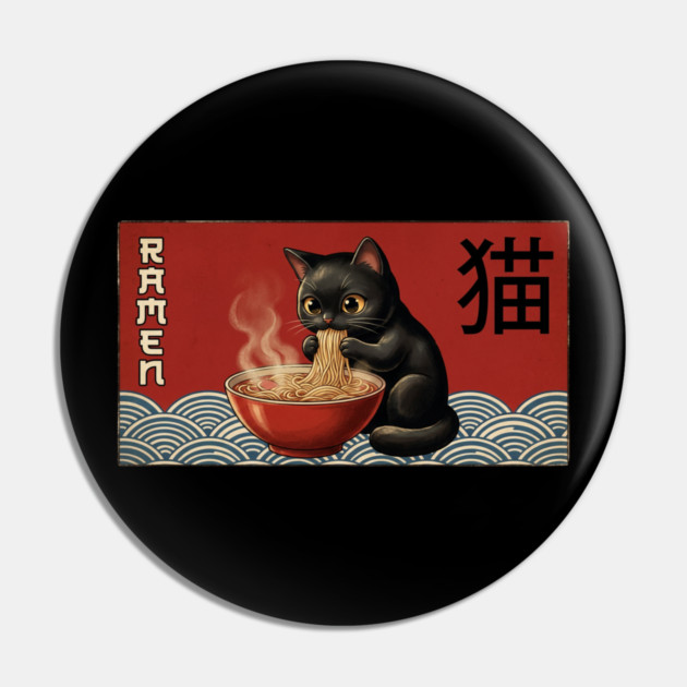 Ramen Cat Japanese Food Lover Pin by ArtistTee ⭐⭐⭐⭐⭐