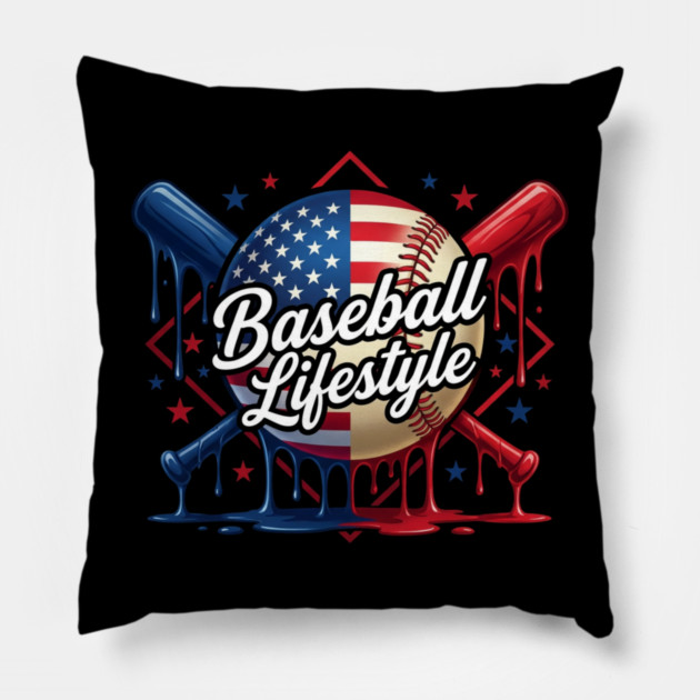 Baseball Lifestyle Patriotic Baseball Fan Pillow by ArtistTee ⭐⭐⭐⭐⭐