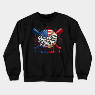 Baseball Lifestyle Patriotic Baseball Fan Crewneck Sweatshirt