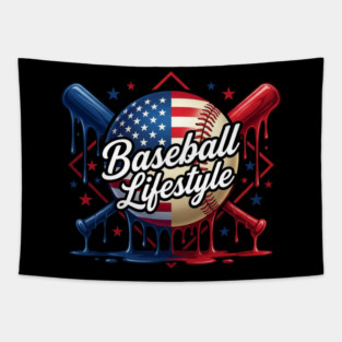 Baseball Lifestyle Patriotic Baseball Fan Tapestry