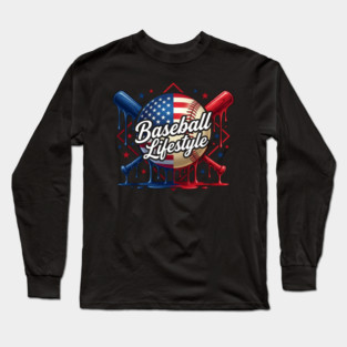 Baseball Lifestyle Patriotic Baseball Fan Long Sleeve T-Shirt