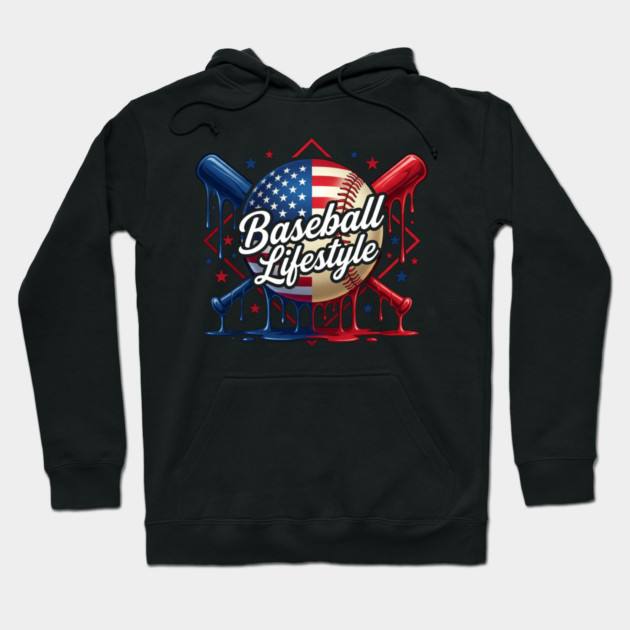 Baseball Lifestyle Patriotic Baseball Fan Hoodie by ArtistTee ⭐⭐⭐⭐⭐