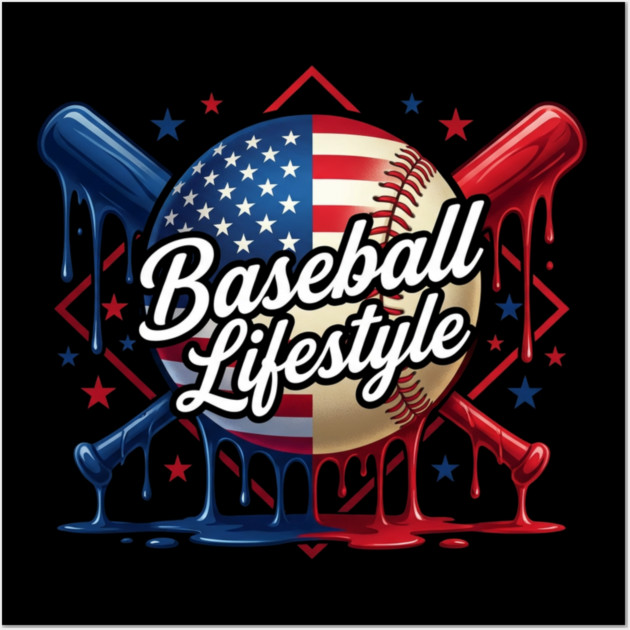 Baseball Lifestyle Patriotic Baseball Fan Wall Art by ArtistTee ⭐⭐⭐⭐⭐