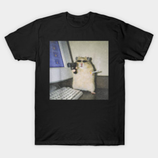 Cyber Hamster Meme Cringe Funny Animal Vintage Graphic T-Shirt