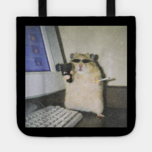 Cyber Hamster Meme Cringe Funny Animal Vintage Graphic Tote