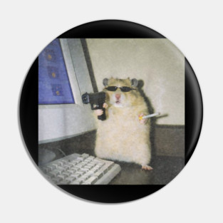 Cyber Hamster Meme Cringe Funny Animal Vintage Graphic Pin