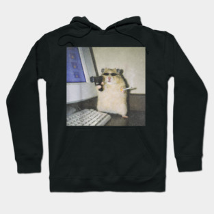 Cyber Hamster Meme Cringe Funny Animal Vintage Graphic Hoodie