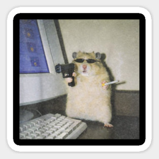 Cyber Hamster Meme Cringe Funny Animal Vintage Graphic Magnet