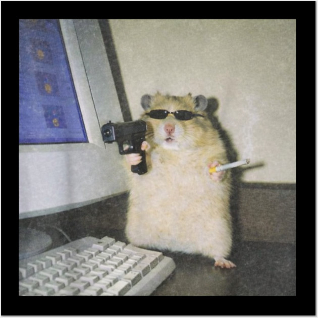 Cyber Hamster Meme Cringe Funny Animal Vintage Graphic Wall Art by Donald's Store 2