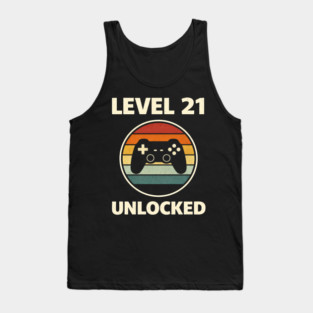 Level 21 Unlocked Funny Video Gamer 21st Birthday Tank Top