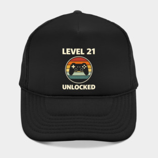 Level 21 Unlocked Funny Video Gamer 21st Birthday Hat