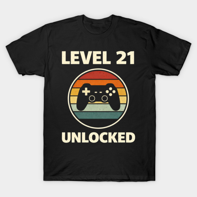 Level 21 Unlocked Funny Video Gamer 21st Birthday T-Shirt by shirtlux