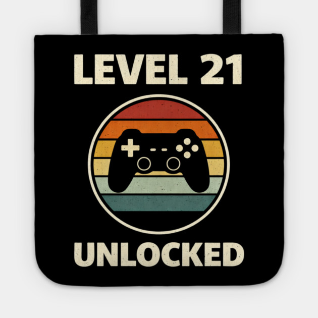 Level 21 Unlocked Funny Video Gamer 21st Birthday Tote by shirtlux